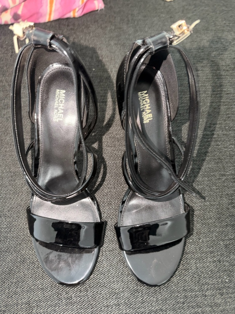 MICHAEL Michael Kors Black Patent Leather Strappy Heels